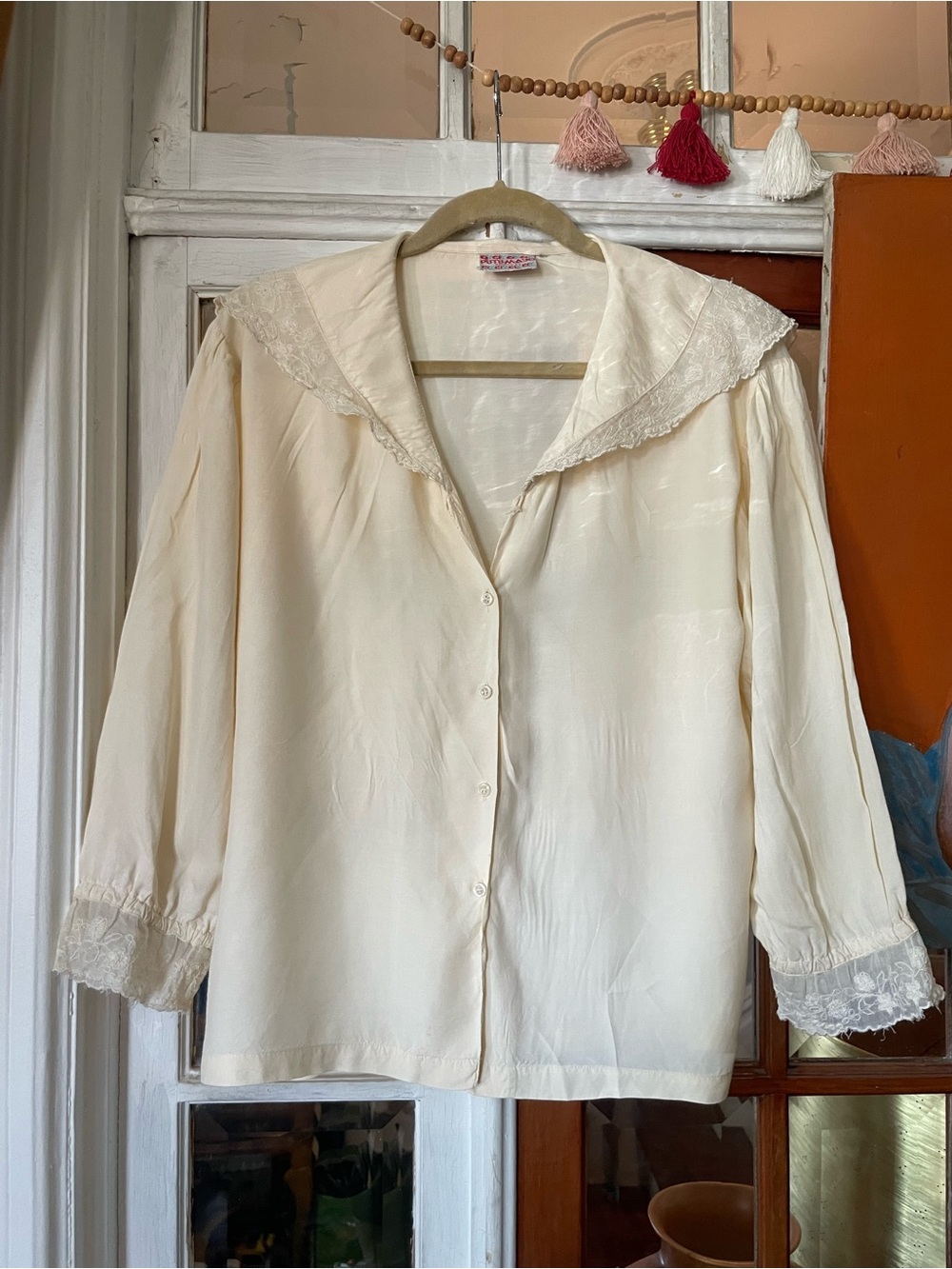 Vintage Cream Lace Collar Blouse similar to Doen Sezanne